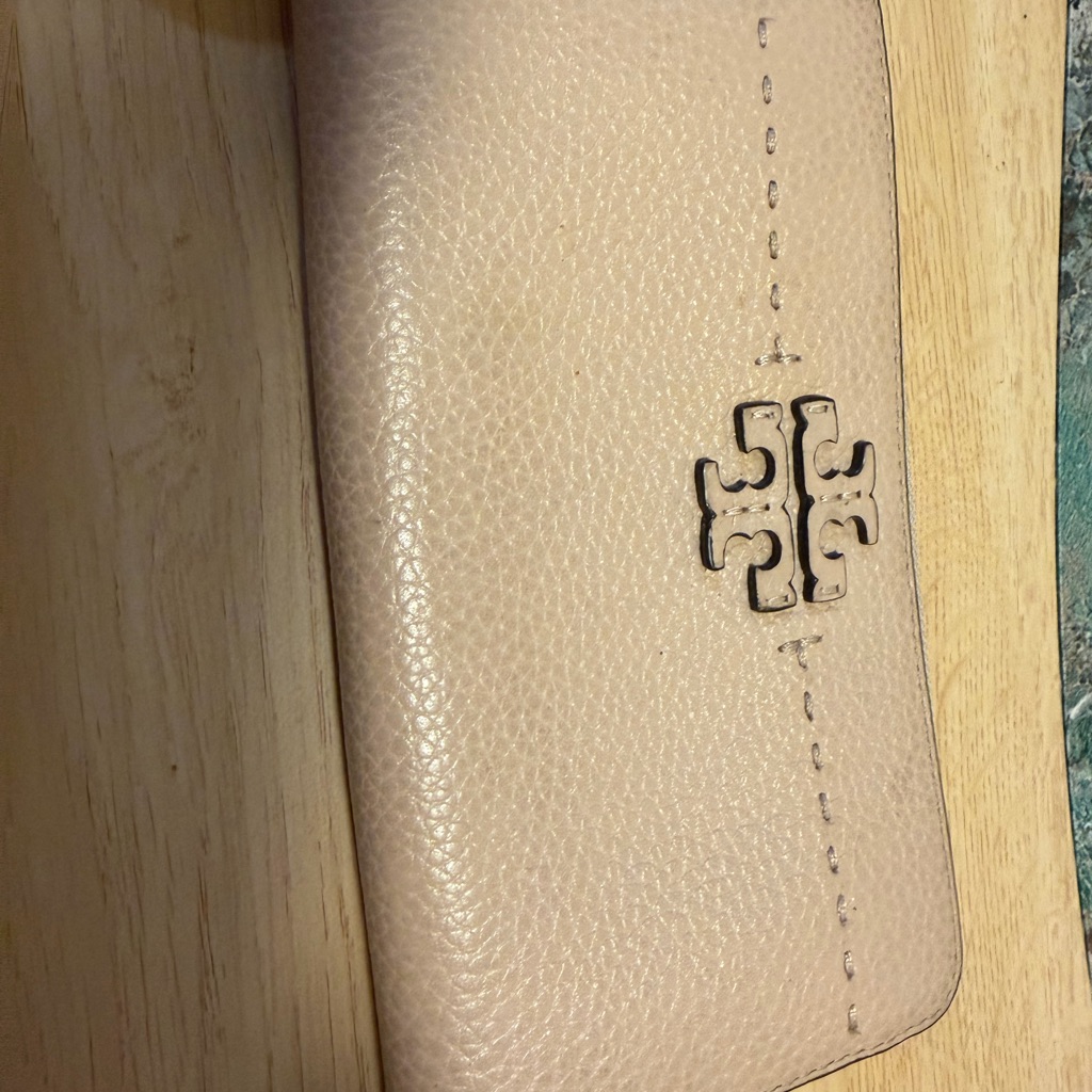 Tory Burch Beige Leather Zip Wallet